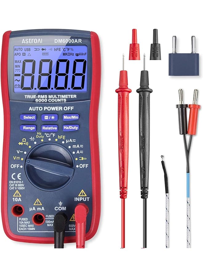 AstroAI Digital Multimeter, TRMS 6000 Counts Multimeters Manual and Auto Ranging; Measures Voltage, Current, Resistance, Continuity, Capacitance, Frequency; Tests Diodes, Transistors, Temperature - Image 1