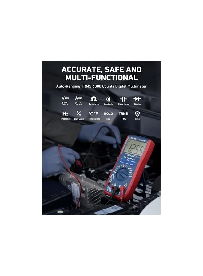 AstroAI Digital Multimeter, TRMS 6000 Counts Multimeters Manual and Auto Ranging; Measures Voltage, Current, Resistance, Continuity, Capacitance, Frequency; Tests Diodes, Transistors, Temperature - Image 3