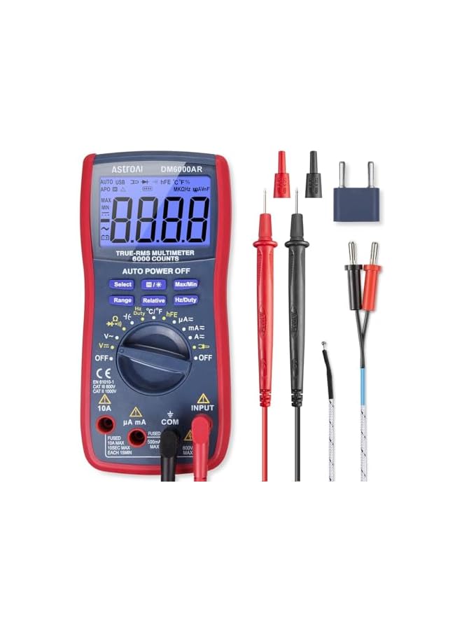 AstroAI Digital Multimeter, TRMS 6000 Counts Multimeters Manual and Auto Ranging; Measures Voltage, Current, Resistance, Continuity, Capacitance, Frequency; Tests Diodes, Transistors, Temperature - Image 2