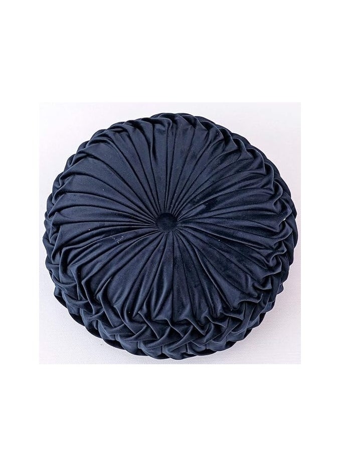 Poppins Home Chair Seat Pads 6Pack Velvet Round Throw Pillow Handmade Round Pleated Floor Pillow Filled ‚Pumpkin Chair Cushion Couch Floor Filled Cushion For Home Sofa Chair Bed Car Decor  - Image 1