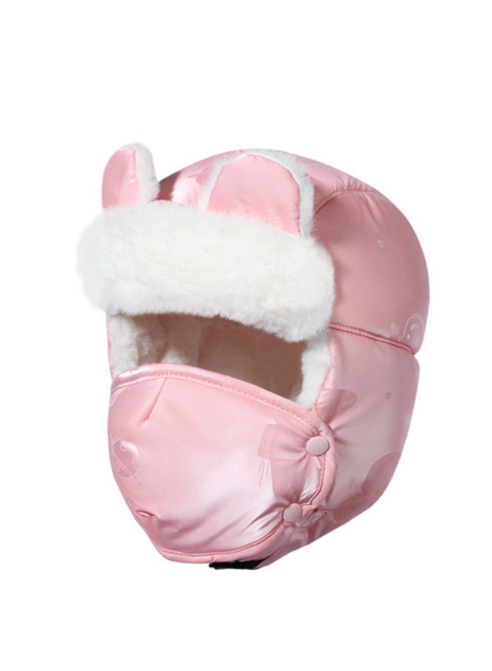 Generic Kids Winter Warm Bicycle Riding Hat with Windproof and Warm Design, Baby Girl Cotton Cap, Insulated Electric Bike Lei Feng Hat, Scarf Integrated - Image 1