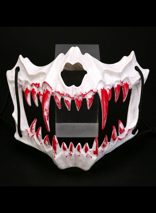 CCOVERY Japanese Costume Mask Half Face Mask Skull Scary Mask Party Cosplay Decorative - Image 1