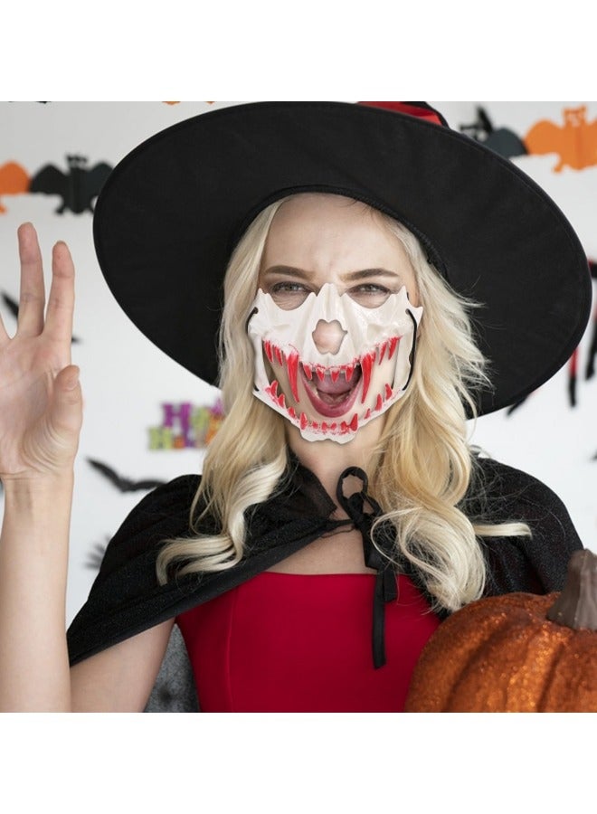 CCOVERY Japanese Costume Mask Half Face Mask Skull Scary Mask Party Cosplay Decorative - Image 4