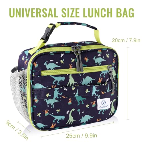 Genteen Lunch Box Kids, Prints Insulated Lunch Bag Kids Boys Girls,Soft Bag Mini Cooler Back to School Thermal Meal Tote Kit Lunch Box for School,Work,Outdoor - Dinosaur - Image 2