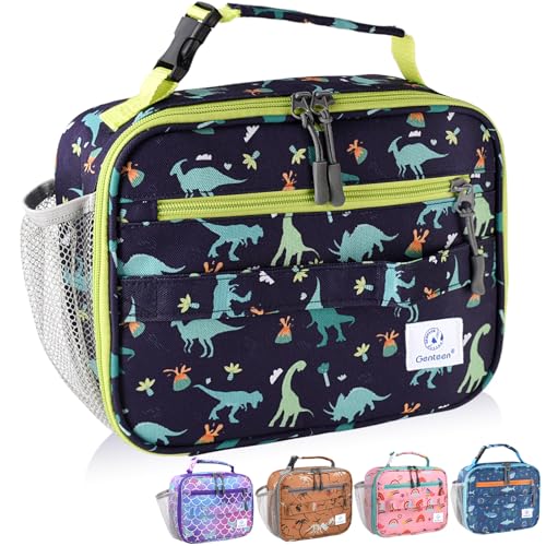 Genteen Lunch Box Kids, Prints Insulated Lunch Bag Kids Boys Girls,Soft Bag Mini Cooler Back to School Thermal Meal Tote Kit Lunch Box for School,Work,Outdoor - Dinosaur - Image 1