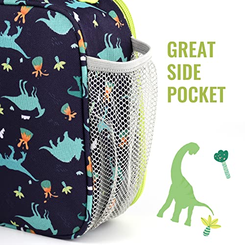Genteen Lunch Box Kids, Prints Insulated Lunch Bag Kids Boys Girls,Soft Bag Mini Cooler Back to School Thermal Meal Tote Kit Lunch Box for School,Work,Outdoor - Dinosaur - Image 3