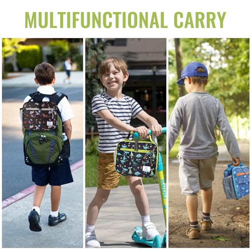 Genteen Lunch Box Kids, Prints Insulated Lunch Bag Kids Boys Girls,Soft Bag Mini Cooler Back to School Thermal Meal Tote Kit Lunch Box for School,Work,Outdoor - Dinosaur - Image 4