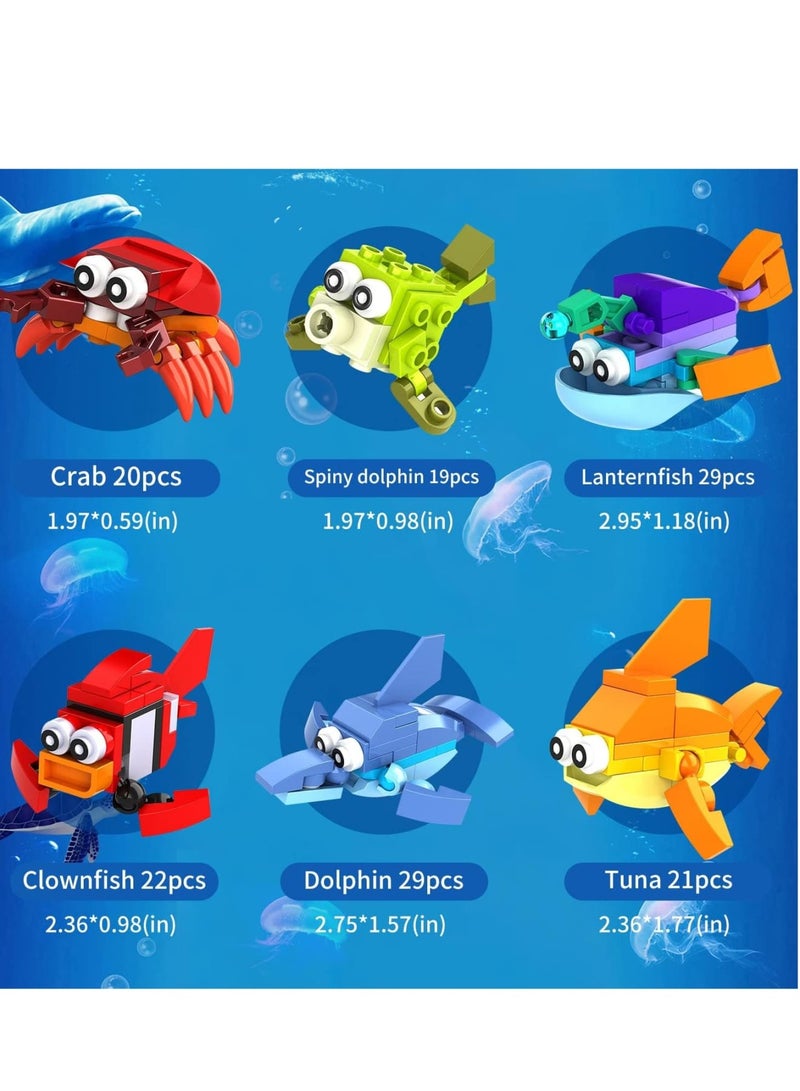 Zikra 12Pcs Sea Creatures Building Block Set, 12 In 1 Pre Filled Brick Box, Mini Building Block Toy, Building Toy Set, STEM Building Blocks Toy, Classroom Prize Toy, Learning Toy to Develop Fine Motor Skill - Image 4