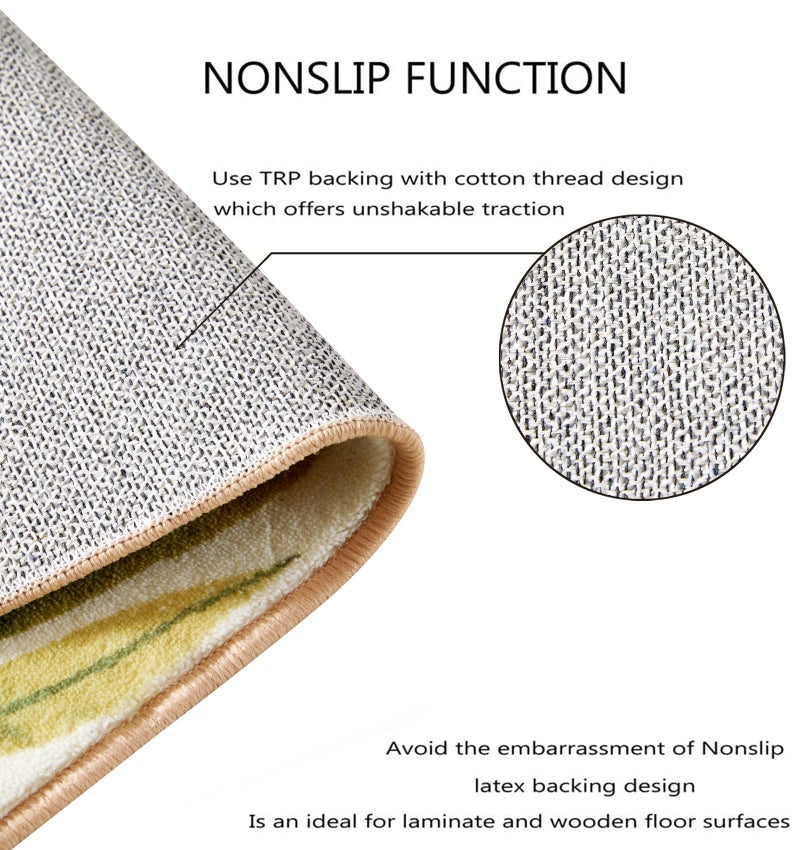 RoomTalks Mid Century Modern Washable Rug, Boho Cute Aesthetic 4x6 Area Rugs for Bedroom Dining Living Room Kitchen, Abstract Tropical Leaves Non Slip Thin Indoor Entryway Rug Accent Floor Carpet - Image 4