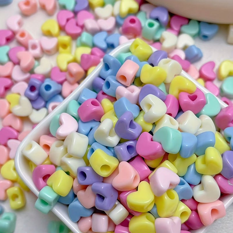 100pcs Vibrant Heart-Shaped Acrylic Beads Large Hole for DIY Jewelry Accessories - Image 3