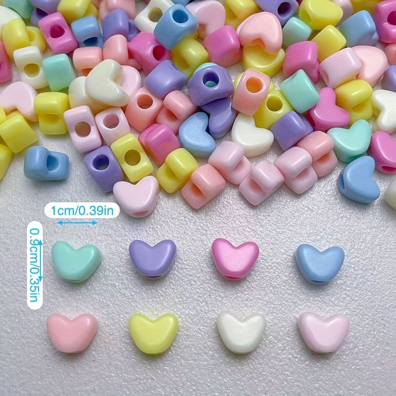 100pcs Vibrant Heart-Shaped Acrylic Beads Large Hole for DIY Jewelry Accessories - Image 2
