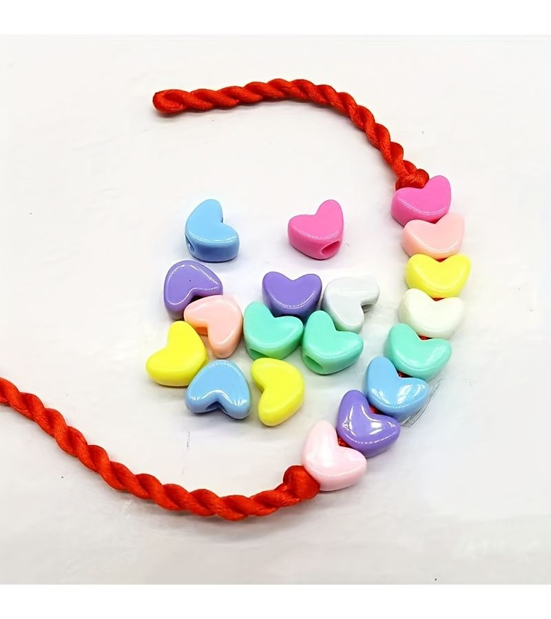 100pcs Vibrant Heart-Shaped Acrylic Beads Large Hole for DIY Jewelry Accessories - Image 4