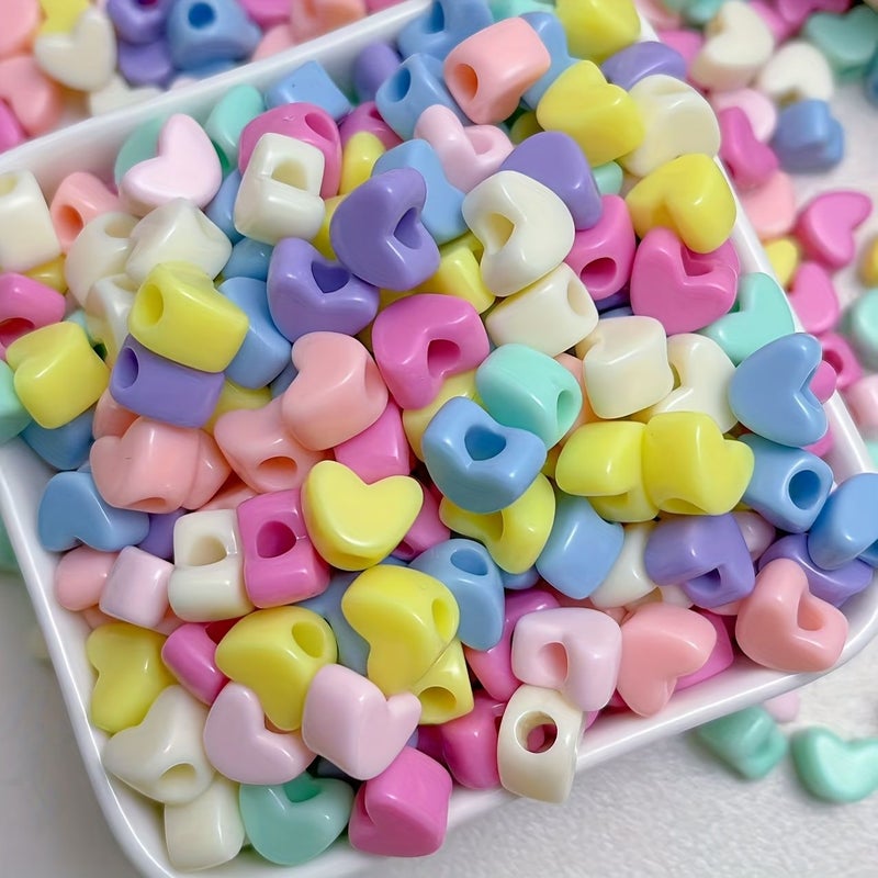 100pcs Vibrant Heart-Shaped Acrylic Beads Large Hole for DIY Jewelry Accessories - Image 1