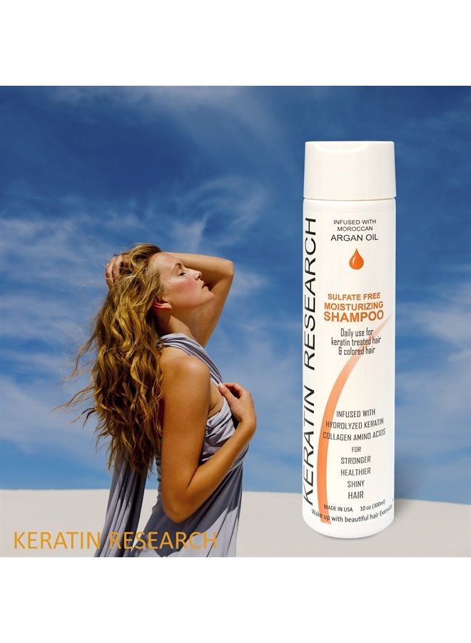 KERATIN RESEARCH Natural Argan Oil Infused Sulfate Free Shampoo and Conditioner 2 bottles Value Set for Keratin After Care post treatment shampoo  - Image 2