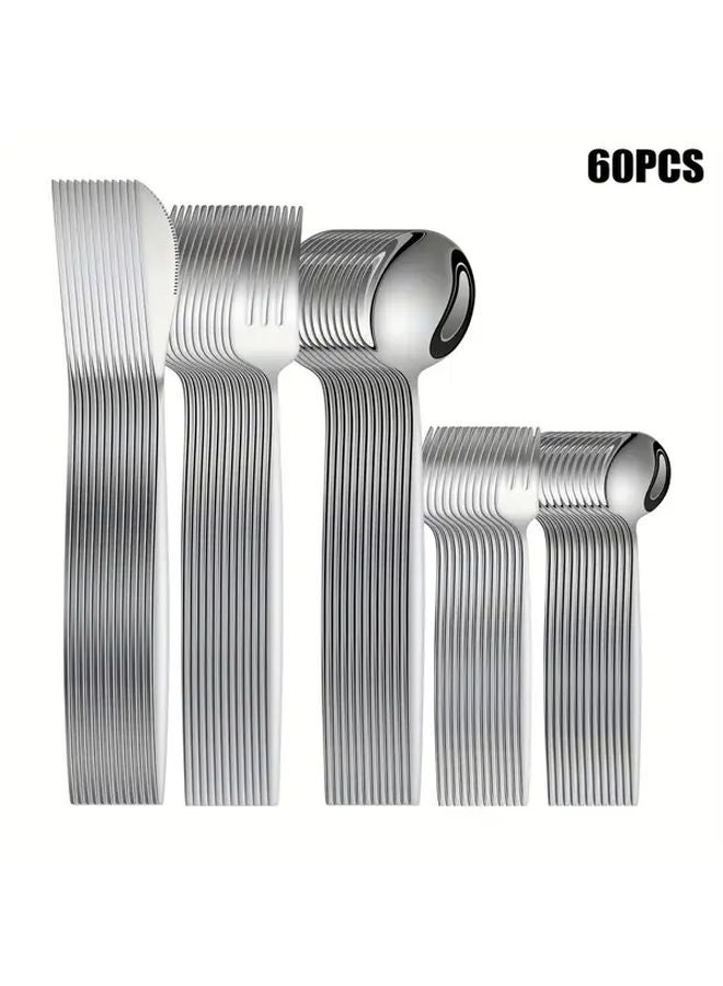Golden Stainless Steel Cutlery Set 60 Pcs Mirror Finish Knives Forks Spoons Dishwasher Safe - Image 1