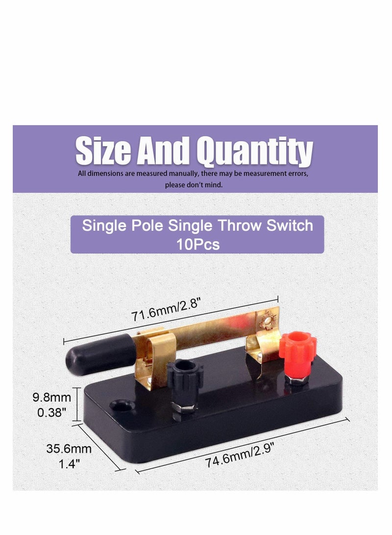 Excefore 10Pcs Single Pole Single Throw Switch Kit, Perfect for Physics Laboratory, School Electronic Experimenting - Image 4