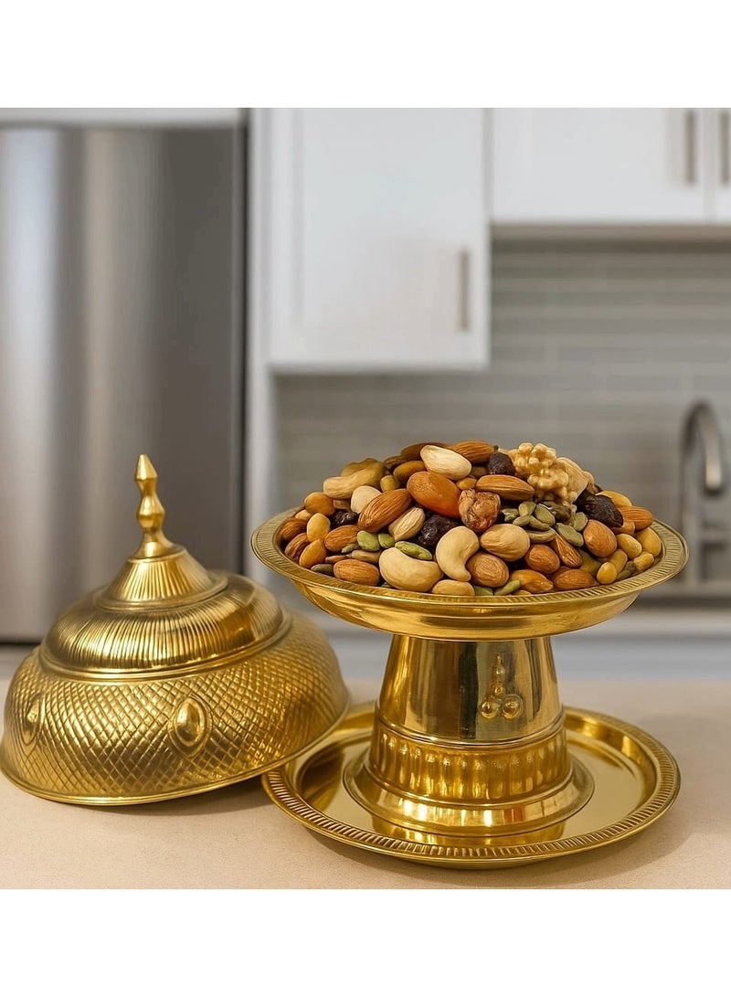 Royal Brass Serving Bowl Tamriya | Premium Brass Bowl for Sweets, Dry Fruits, Snacks & Kitchen Serving | Elegant Traditional Design, Durable & Easy to Clean Gold 26 cm - Image 2