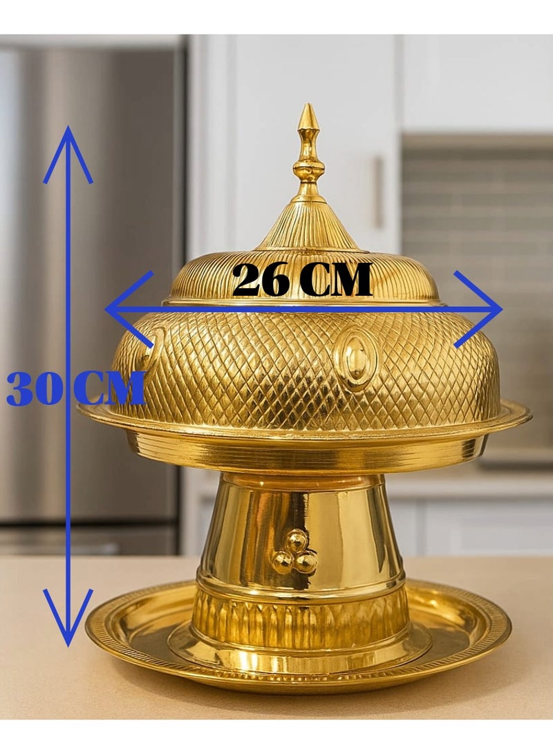 Royal Brass Serving Bowl Tamriya | Premium Brass Bowl for Sweets, Dry Fruits, Snacks & Kitchen Serving | Elegant Traditional Design, Durable & Easy to Clean Gold 26 cm - Image 4