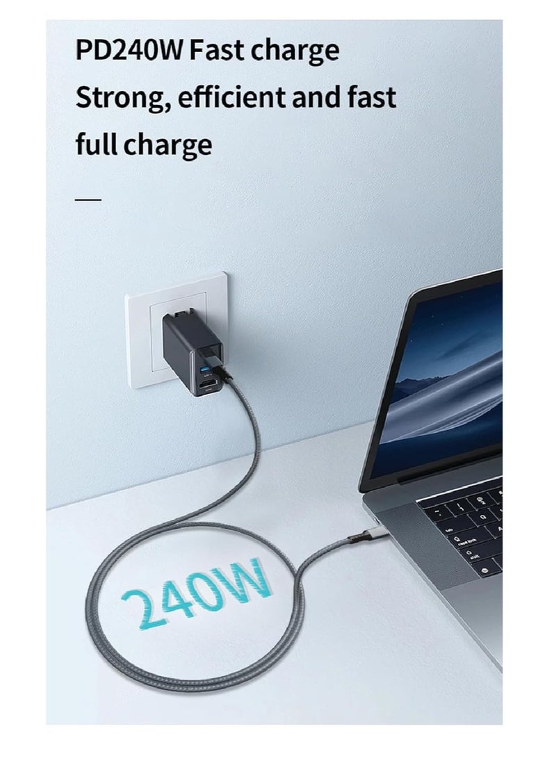 PD Fast Charging Cable - Data Cable - USB C to Type C - USB 4 - Gen 4 - Thunderbolt 4 - E-Marker Chip - 40Gbps - 8K @120Hz - 48V/5A - 240W - 1m - Grey - Image 4