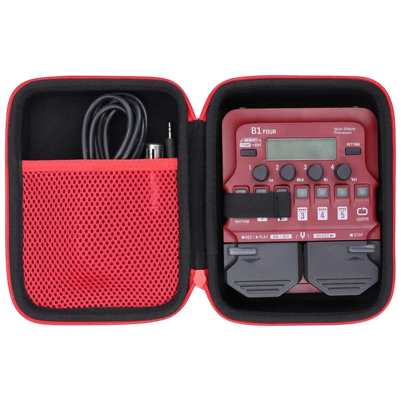 co2CREA Hard Carrying Case replacement for Zoom FOUR Bass Guitar Multi-Effects Processor Pedal (Zoom G1 B1 A1 FOUR Bass Guitar Case, Red Case) - Image 1