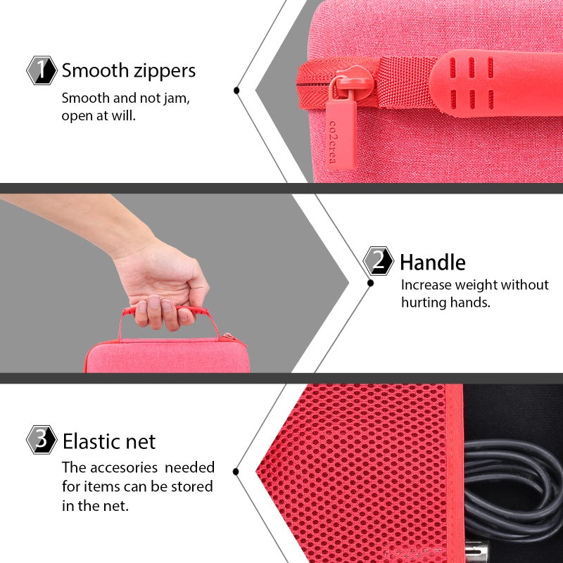 co2CREA Hard Carrying Case replacement for Zoom FOUR Bass Guitar Multi-Effects Processor Pedal (Zoom G1 B1 A1 FOUR Bass Guitar Case, Red Case) - Image 5