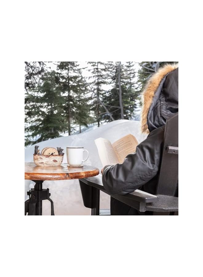 The Bros 5Pcs Bear Coasters Set, Full Size Rustic Coasters in Handmade Canoe, with Adorable Black Bear Figurines, Coasters for Coffee, Beer, Wooden Table, Drinks, Black Bear Decor, Rustic Lodge Decor for Home - Image 2