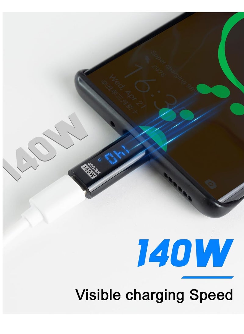 Excefore USB C Adapter with LED Wattage Display, 140W 40Gbps USB C Extension Adapter, PD 3.1 Type C Power Meter Tester, Digital Display Extender for Fast Charging, 2pcs  - Image 2