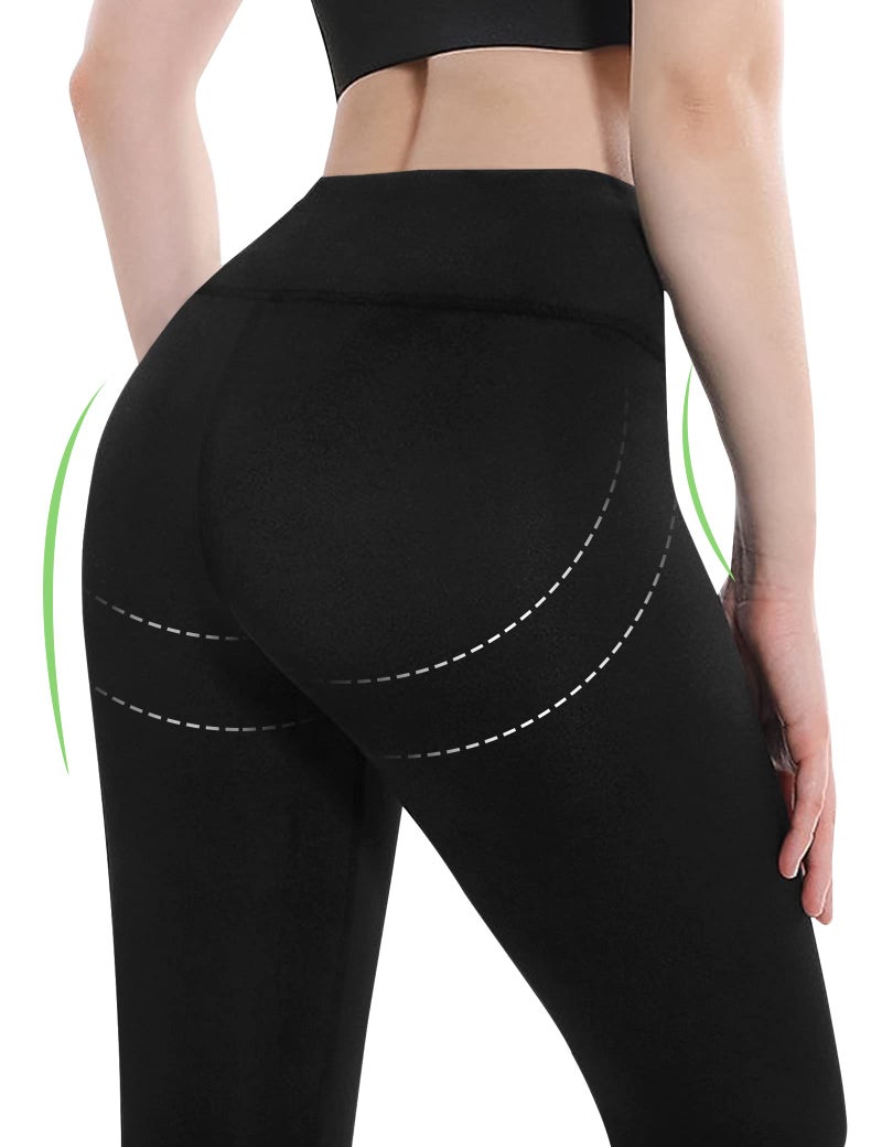 Gnainach Girls Leggings Size 9-10 Years Old Black High Waisted Yoga Pants Solid Color Compression Tights for Kids Running Cheer - Image 4