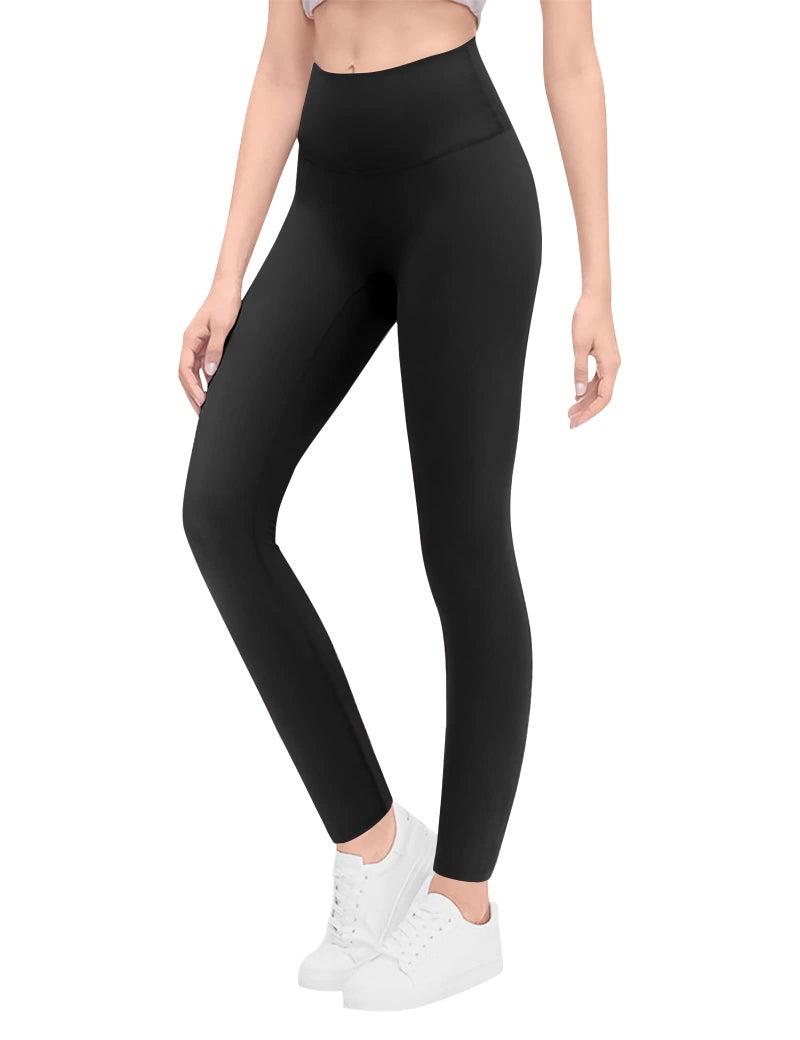 Gnainach Girls Leggings Size 9-10 Years Old Black High Waisted Yoga Pants Solid Color Compression Tights for Kids Running Cheer - Image 1