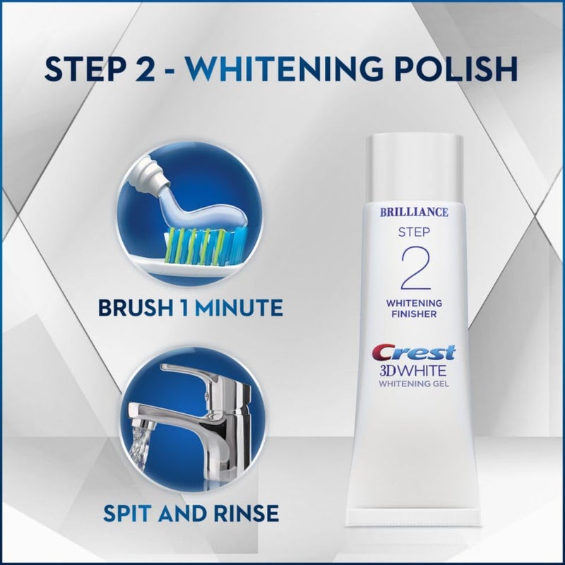 Crest 3D White Brilliance 2 Step Kit, Crest 3D White Toothpaste, Deep Clean Toothpaste (4oz) + Teeth Whitening Gel (2.3oz) - Image 4