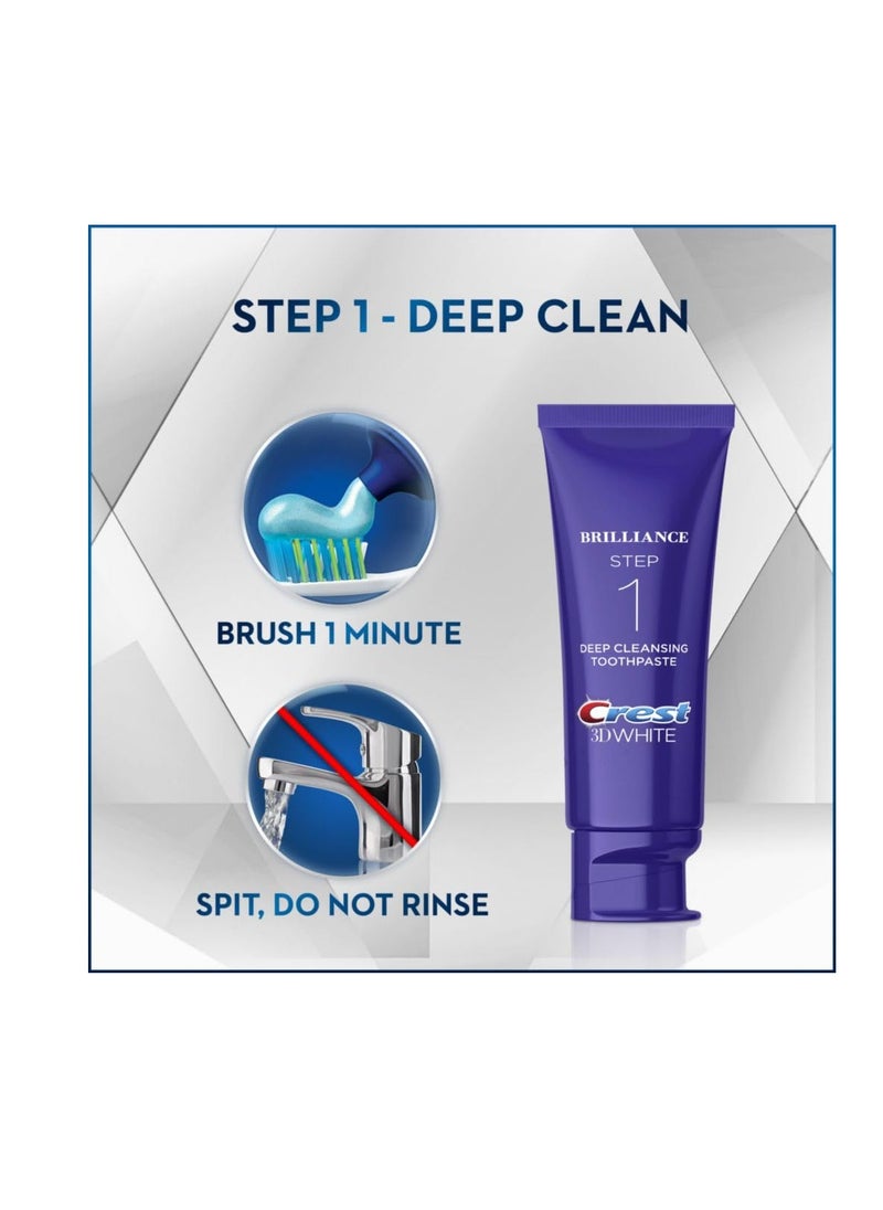 Crest Crest 3D White Brilliance 2 Step Kit, Deep Clean Toothpaste (4oz) + Teeth Whitening Gel (2.3oz)  - Image 3