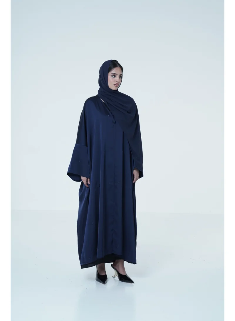 Ashita Fernandes Women’s Satin Blend Front Open Abaya with Embroidered Sheila Set