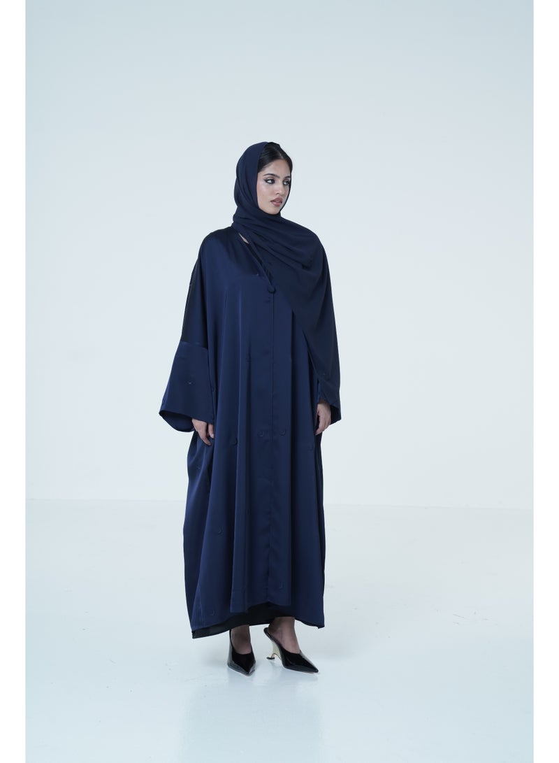 أشيتا فرنانديز عباية مفتوحة من الأمام من مزيج الساتان مع طقم شيلة مطرزة للسيدات - Image 1