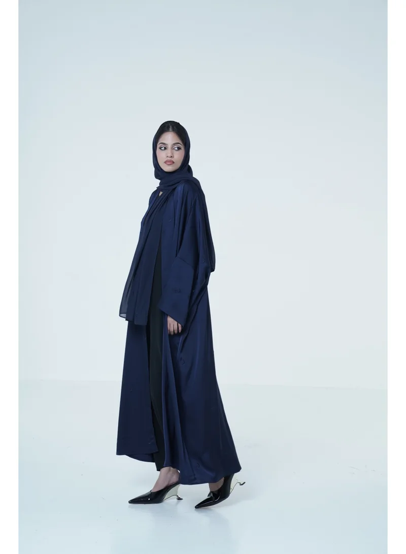 Ashita Fernandes  Women’s Satin Blend Front Open Abaya with Embroidered Sheila Set for Women | Best Price UAE