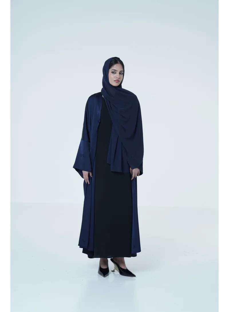 Ashita Fernandes  Women’s Satin Blend Front Open Abaya with Embroidered Sheila Set for Women | Best Price UAE