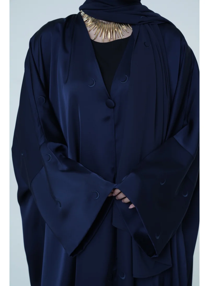 Ashita Fernandes  Women’s Satin Blend Front Open Abaya with Embroidered Sheila Set for Women | Best Price UAE
