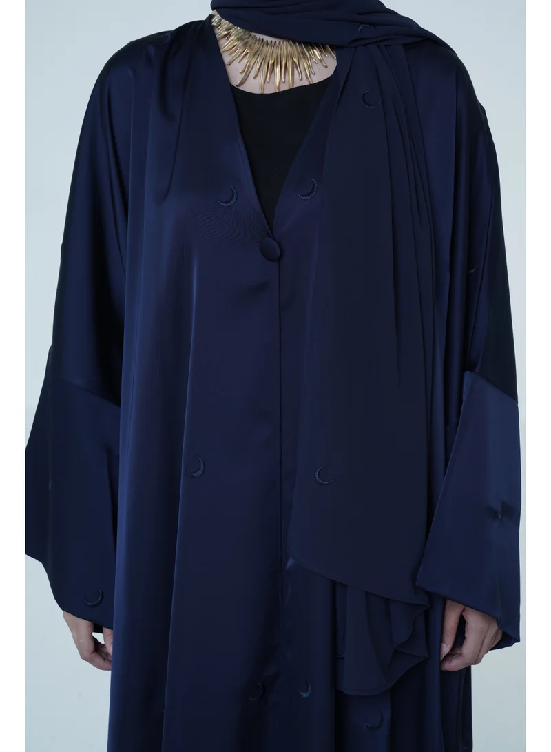 Ashita Fernandes  Women’s Satin Blend Front Open Abaya with Embroidered Sheila Set for Women | Best Price UAE