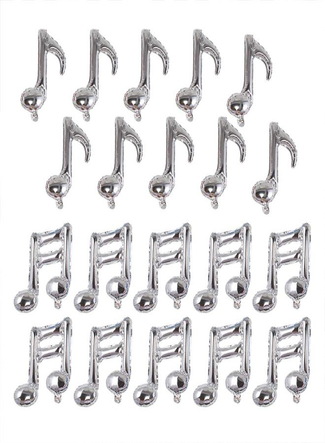 Creaides 20pcs Music Note Balloons Mylar Foil Party Balloons for Birthday Concert Band Bar Stage Music Themed Party Decoration (Silver) - Image 1