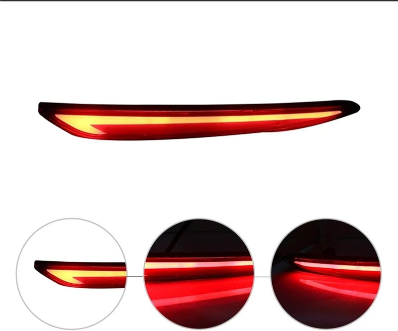 Compatible With Ford Fusion Mondeo 2014-2016 Fluid Style Red LED Bumper Reflector Lights, Function As Rear Fog Light Tail/Brake Lights(Red Lens) - Image 2