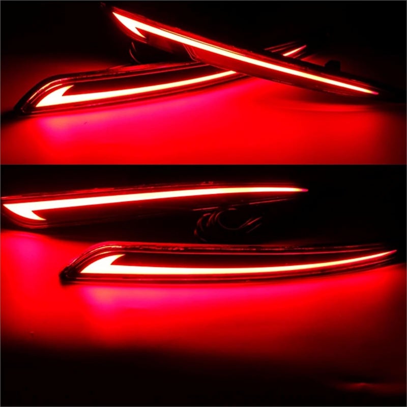 Compatible With Ford Fusion Mondeo 2014-2016 Fluid Style Red LED Bumper Reflector Lights, Function As Rear Fog Light Tail/Brake Lights(Red Lens) - Image 3