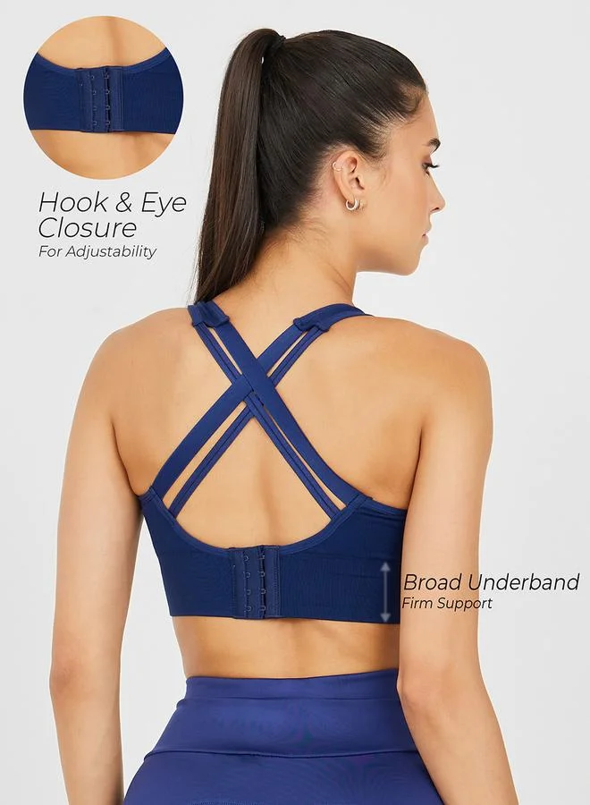 Styli Active Broad Hook and Eye Multi Back Strap Firm Support Sports Bra