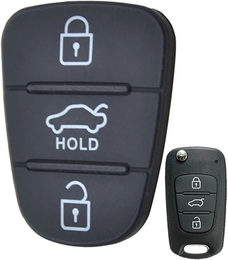 QASULER Replacement Rubber Pad 3 Buttons Car Key Fob Shell - Image 1