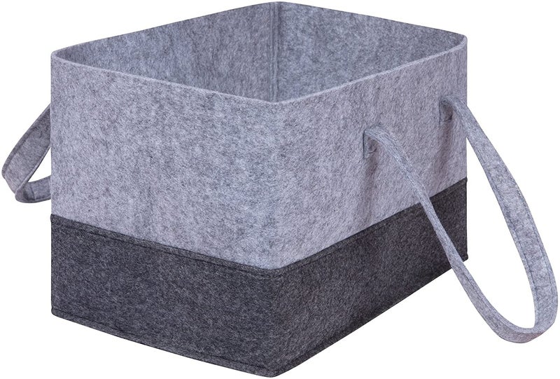GREENSHEEP Felt Essential Storage Tote Basket Portable and Foldable 15x10x10 Light GreyDark Grey - Image 3