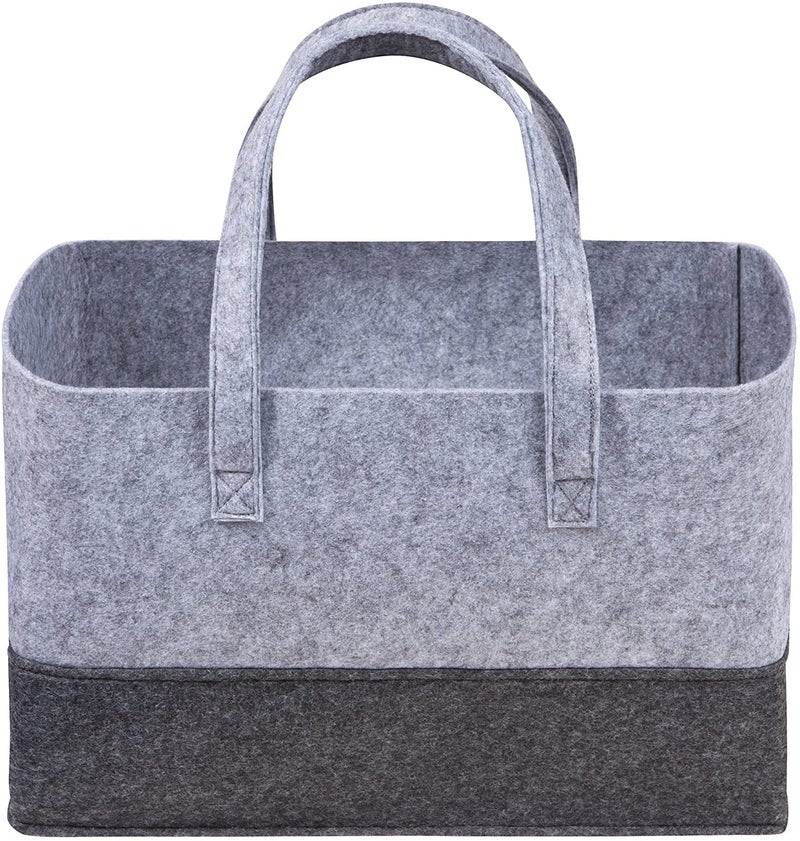GREENSHEEP Felt Essential Storage Tote Basket Portable and Foldable 15x10x10 Light GreyDark Grey - Image 2