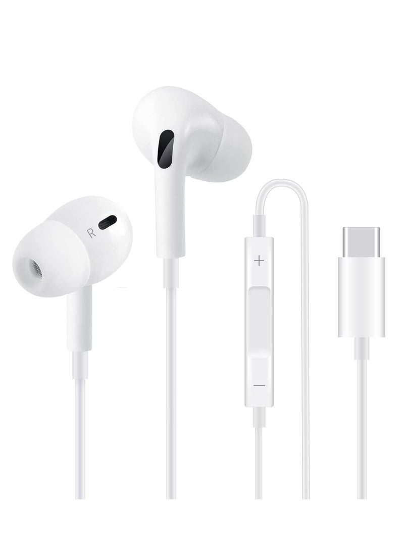 سماعات رأس USB C، سماعات أذن من النوع C سلكية مع ميكروفون وتحكم في مستوى الصوت، سماعات أذن عازلة للضوضاء لهاتف Google Pixel Oneplus Samsung Galaxy iPad Pro وMacBook - Image 1