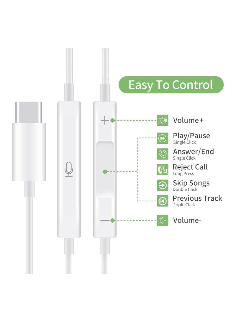 سماعات رأس USB C، سماعات أذن من النوع C سلكية مع ميكروفون وتحكم في مستوى الصوت، سماعات أذن عازلة للضوضاء لهاتف Google Pixel Oneplus Samsung Galaxy iPad Pro وMacBook - Image 4
