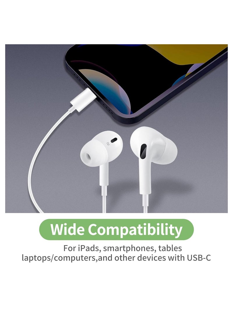 سماعات رأس USB C، سماعات أذن من النوع C سلكية مع ميكروفون وتحكم في مستوى الصوت، سماعات أذن عازلة للضوضاء لهاتف Google Pixel Oneplus Samsung Galaxy iPad Pro وMacBook - Image 5