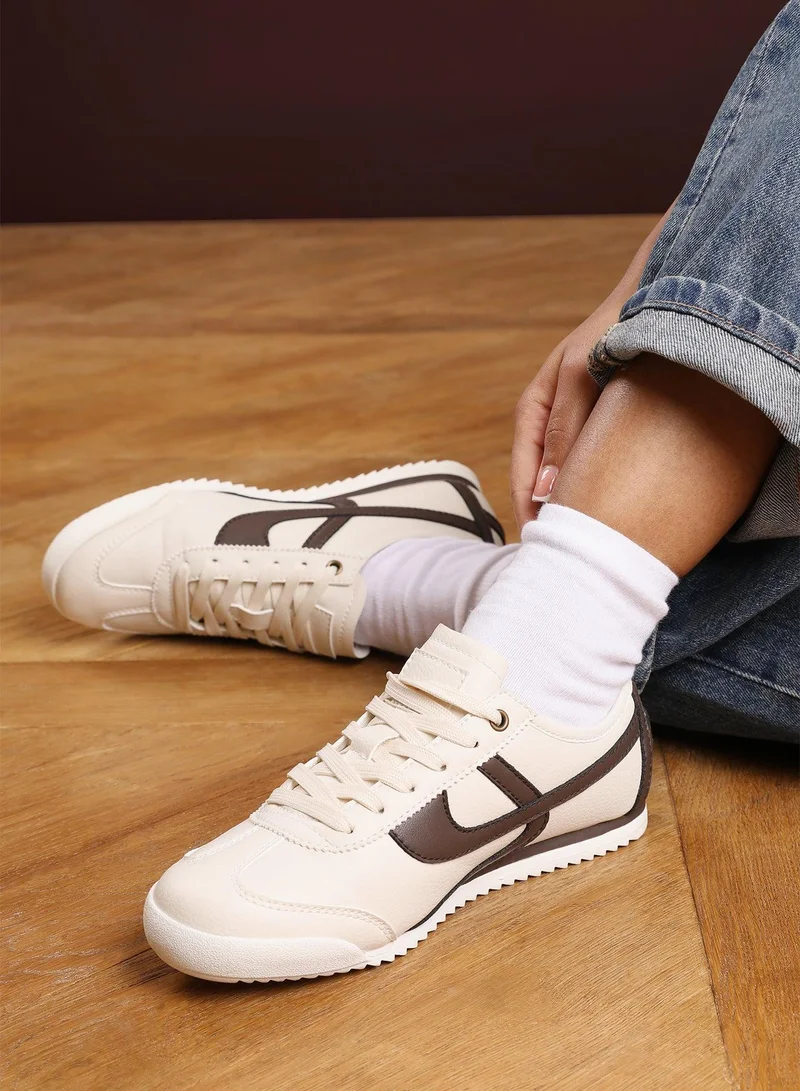 Where's That From 'Caia' Court Lace up Trainer with Stripe detail