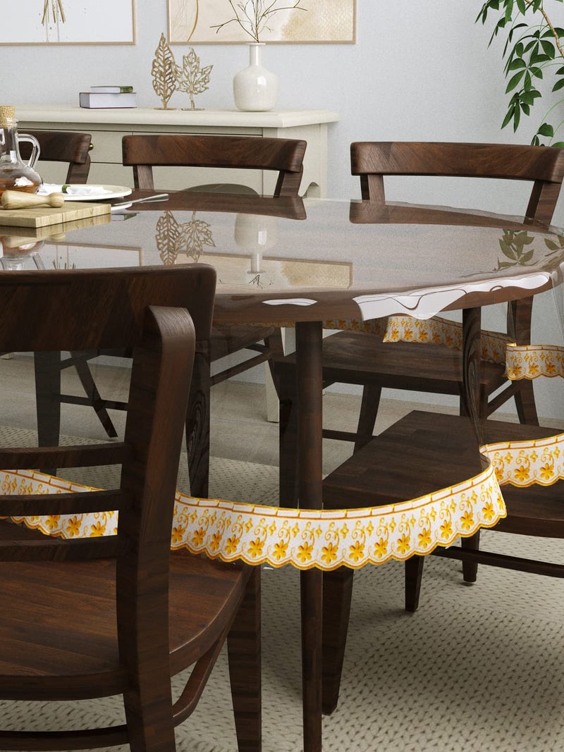 Clasiko 8 Seater Oval Dining Table Cover; 60x108 Inches; Material - PVC; Anti Slip; Golden Sweet Lace - Image 3