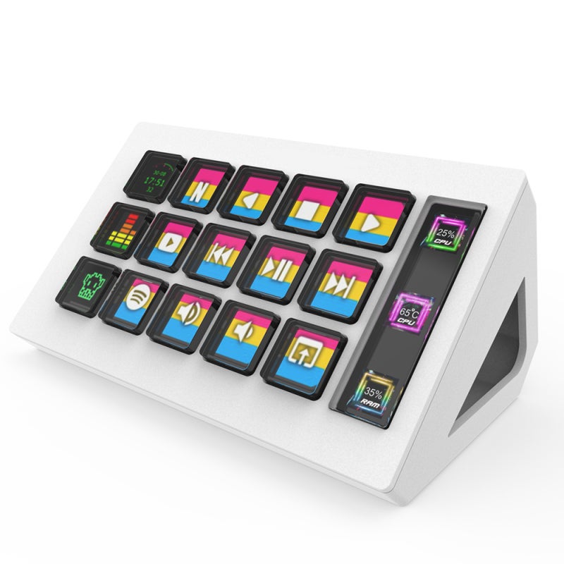 Virtual Keyboard 15 Customizable LCD Keys Efficient Multitasking 4-Layer Virtual Keyboard - Powerful Integrated Control Virtual Keyboard for Live Streaming, Music Production, Game Programming, Image E - Image 2